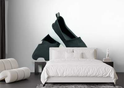 Sport shoes of black isolated on white. Wall mural