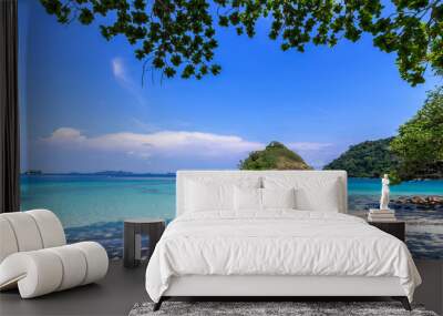 beautiful beach view Koh Chang island seascape at Trad province Eastern of Thailand on blue sky background , Sea island of Thailand landscape Wall mural