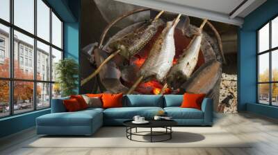 Grilled fishes Wall mural