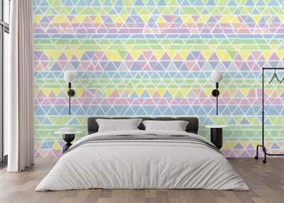 seamless pattern, Colorful geometric pattern with pastel triangles creating a seamless background. Suitable for wallpapers, textiles, and digital designs. Wall mural