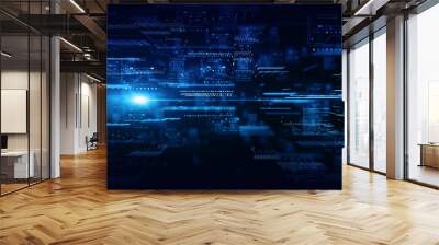 Digital cyberspace Technology digital big data network connection matrix abstract background concept Wall mural