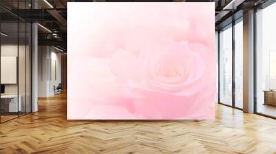 Pink Roses Flowers Bouquet on light pink background. soft filter. Wall mural