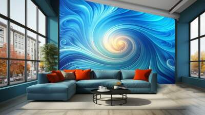 Vibrant gradient blue background with subtle texture and intricate, swirling patterns, evoking a sense of calmness and Wall mural