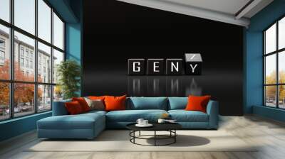 Black dice form the words GEN Y and GEN Z with Generation Concept on dark background. Changing Words Communication. Modern Teens Young Generation. Play Words on Dices . Realistic 3D Illustration. Wall mural