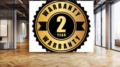 2 year warranty label black gold logo Wall mural