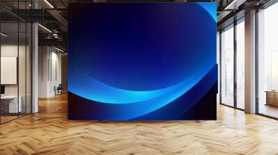 Abstract light blue curve graphic on dark background, copy space composition. Wall mural