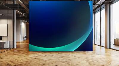 Abstract light blue green curve graphic on dark background, copy space composition. Wall mural