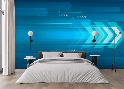 Arrow speed abstract blue background, communication data transfer technology concept. Wall mural