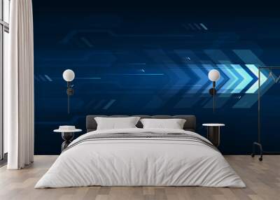 Arrow speed abstract blue background, communication data transfer technology concept. Wall mural