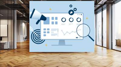 SEO data analytics optimization dashboard monitor illustration Wall mural