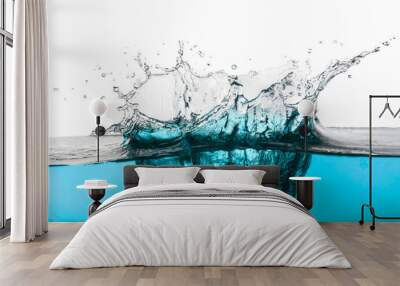 Water splash isolated on white background Wall mural