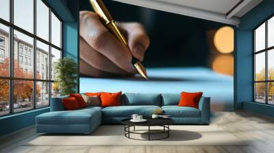 Professional hand writing with a pen. Wall mural