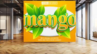 Editable 3d text style effect - Mango Fruit text effect Template Wall mural