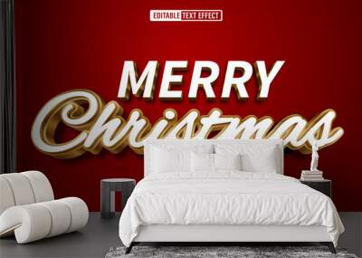 Editable 3d text style effect -  Merry Chistmas Luxury text effect Template Wall mural