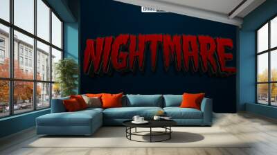 Editable 3d text style effect - Nightmare Halloween text effect Template Wall mural