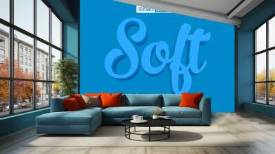 Editable 3d text style effect - Soft Blue text effect Template Wall mural