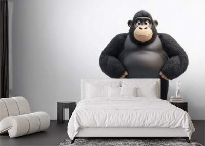 A cartoonish gorilla character with a friendly expression, standing confidently. Wall mural