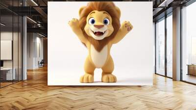 A cheerful cartoon lion character with a playful expression, designed for children's entertainment. Wall mural