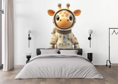 A cute giraffe in an astronaut suit, ready for space exploration. Wall mural