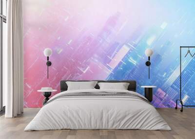 A futuristic cityscape with vibrant colors and digital elements, suggesting innovation and technology. Wall mural