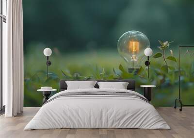 A Lightbulb in the Grass Wall mural