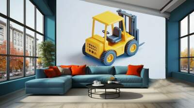 A small, yellow toy forklift designed for play and learning about transport and industry. Wall mural