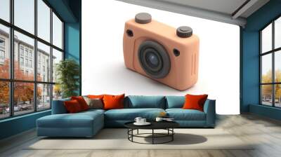 A stylized peach-colored camera with a simple design, ideal for photography enthusiasts. Wall mural