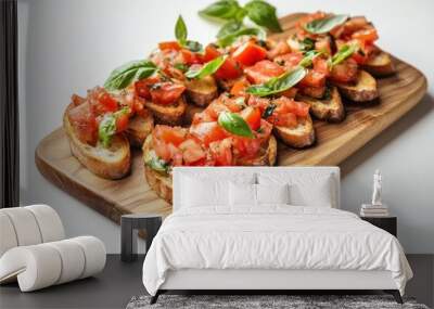 Appetizing Italian Bruschetta Topped with Tomatoes, Basil, and Garlic Wall mural