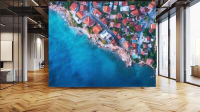 Coastal Town Aerial View Wall mural