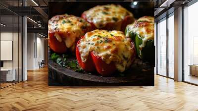 Delicious Stuffed Peppers with Melted Cheese Wall mural