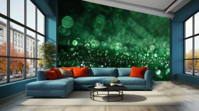 Emerald Green Glitter Bokeh Wall mural