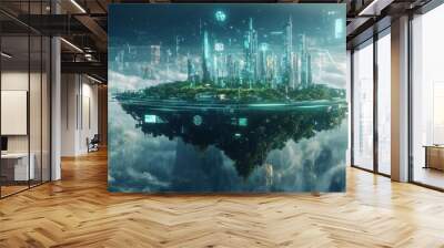 Floating City Above the Clouds Wall mural