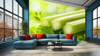 Fresh Celery Stalks Close Up Wall mural