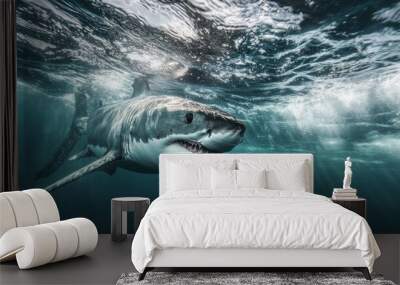 Great White Shark Underwater Wall mural