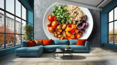 Quinoa Bowl with Roasted Vegetables and Fresh Herbs Wall mural