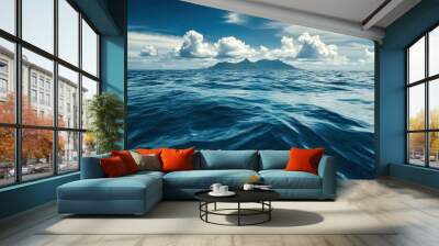 Serene Ocean Landscape with Island in the Distance Wall mural