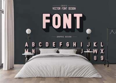 Shadow font and alphabet vector, Style typeface letter and number design, graphic text on background Wall mural