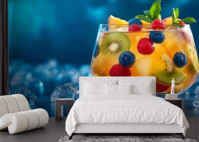 Vibrant summer punch bowl filled with fresh fruits, inviting colors and refreshing appeal, perfect for warm gatherings and celebrations. Wall mural