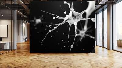 Elegance of Monochrome Science: Detailed Minimalist Cells in Hyper-Realistic Black and White Palette Wall mural