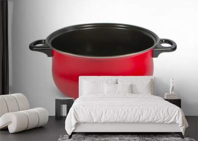 Red cooking pot isolated on white background Wall mural