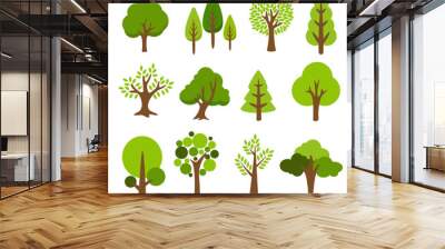 Collection of trees. tree set isolated on white background. vector illustration. Wall mural