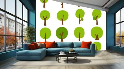 Collection of trees. tree set isolated on white background. vector illustration. Wall mural