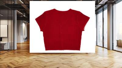 backside of Flatlay full body Red Short sleeve T shirt cardigan for women show with white background. Wall mural