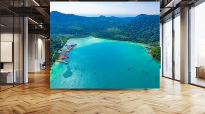 Fisherman valley between sea and forest and mountain at Koh Kood East of Thailand. Wall mural