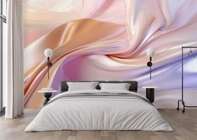 Smooth and Soft pastel rainbow Satin Silk Background. Generative AI. Wall mural