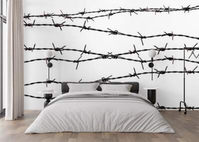 Rusty barbed wire isolated on transparent background. Wall mural