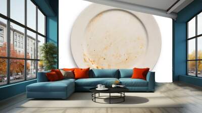 Top view of empty plate, dirty after the meal is finished isolate with clipping path. Wall mural