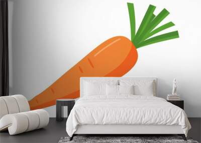 A simple illustration of a carrot, with only one in the center of the image, is a symbol of art. Dynamic on a clean white background. Wall mural