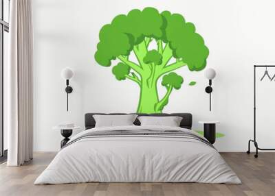 A simple illustration of broccoli, with only one broccoli in the center, is a symbol of art. Dynamic on a clean white background. Wall mural