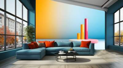 Colorful bar graph representing data growth trends Wall mural